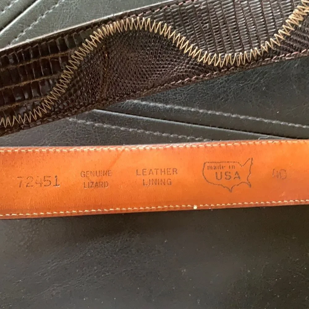 GENUINE LIZARD LYNTONE LEATHER LINING BELT SIZE 40